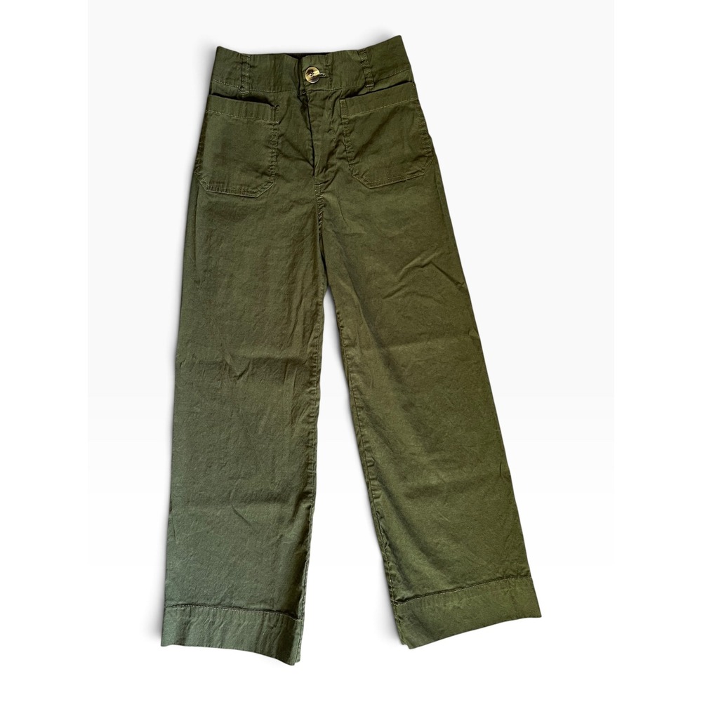 Maeve The Colette High Rise Wide Leg Culottes Pants Olive Green Size 25